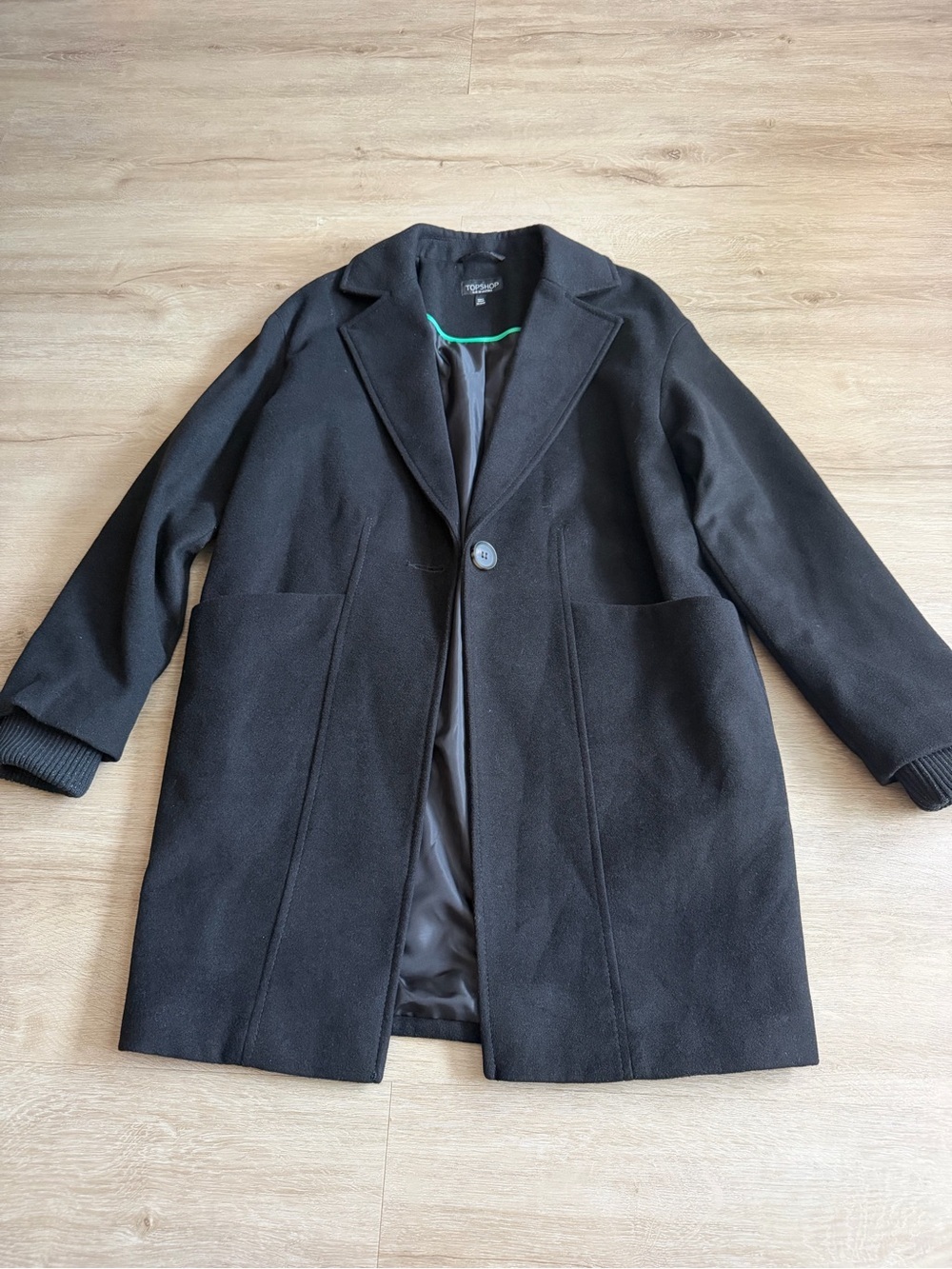 Top shop Black Pea coat Single Button Classic SZ 0